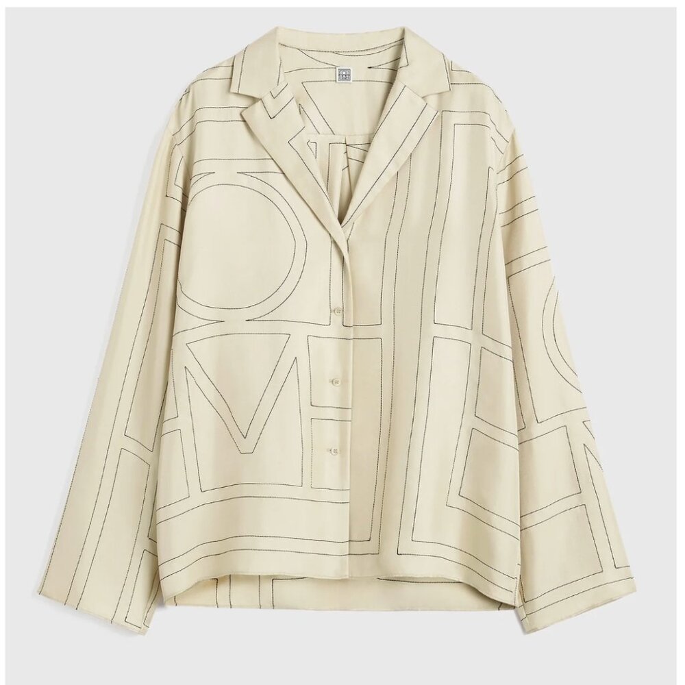Toteme Monogram silk pj top ivory size 32